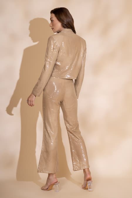 Torqadorn Sequin Embellished Crop Blazer 