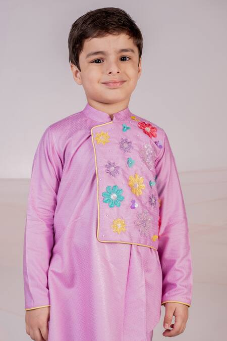 Toplove Purple Cotton Sequins, Beads Asymmetric Embroidered Kurta And Pant Set Online at Aza Fashions Toplove_Purple Cotton Sequins, Beads Asymmetric Embroidered Kurta And Pant Set _Online_at_Aza_Fashions