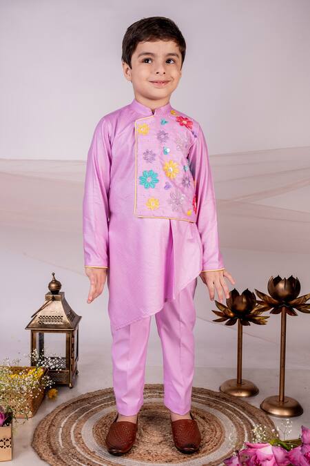 Buy Toplove Purple Cotton Sequins, Beads Asymmetric Embroidered Kurta And Pant Set Online at Aza Fashions Buy_Toplove_Purple Cotton Sequins, Beads Asymmetric Embroidered Kurta And Pant Set _Online_at_Aza_Fashions