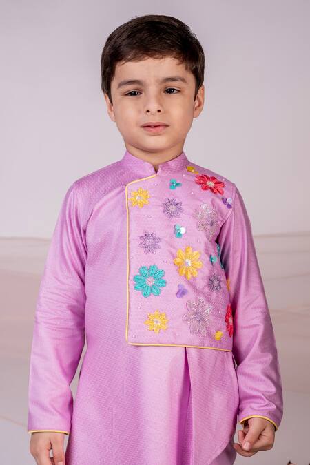 Shop Toplove Purple Cotton Sequins, Beads Asymmetric Embroidered Kurta And Pant Set Online at Aza Fashions Shop_Toplove_Purple Cotton Sequins, Beads Asymmetric Embroidered Kurta And Pant Set _Online_at_Aza_Fashions