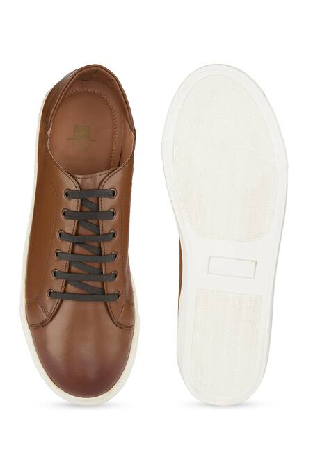 Shop Hats Off Accessories Brown Genuine Leather Sneakers at Aza Fashions Shop_Hats Off Accessories_Brown Genuine Leather Sneakers_at_Aza_Fashions