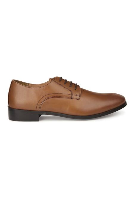 Shop Hats Off Accessories Brown Tan Matte Genuine Leather Derby Shoes Online at Aza Fashions Shop_Hats Off Accessories_Brown Tan Matte Genuine Leather Derby Shoes_Online_at_Aza_Fashions
