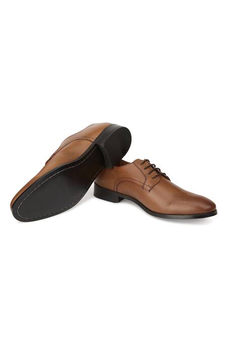 Hats Off Accessories Brown Tan Matte Genuine Leather Derby Shoes at Aza Fashions Hats Off Accessories_Brown Tan Matte Genuine Leather Derby Shoes_at_Aza_Fashions