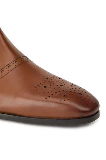 Buy_Hats Off Accessories_Brown Cut Work Leather Textured Boots_Online_at_Aza_Fashions