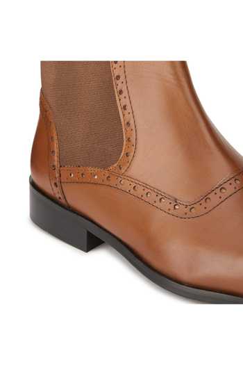 Shop_Hats Off Accessories_Brown Cut Work Leather Textured Boots_Online_at_Aza_Fashions