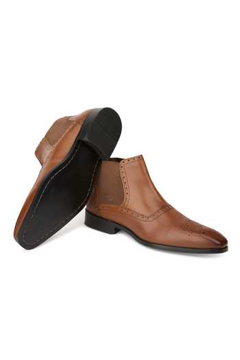 Shop_Hats Off Accessories_Brown Cut Work Leather Textured Boots
