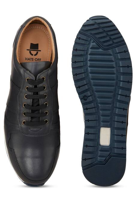 Shop Hats Off Accessories Grey Leather Lace-up Sneakers at Aza Fashions Shop_Hats Off Accessories_Grey Leather Lace-up Sneakers_at_Aza_Fashions