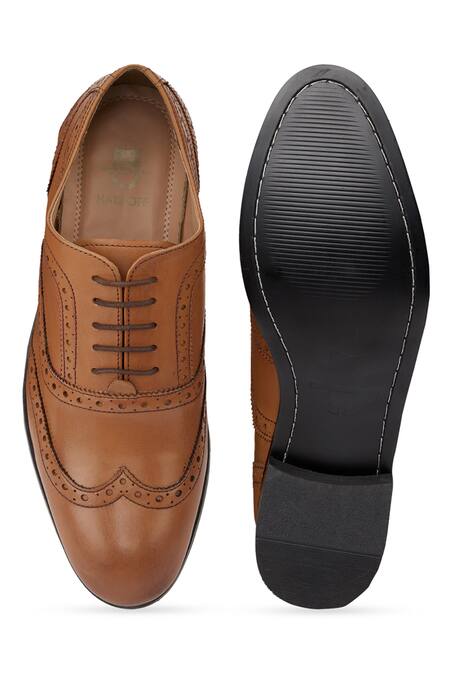 Shop Hats Off Accessories Brown Cut Work Textured Pattern Brogues at Aza Fashions Shop_Hats Off Accessories_Brown Cut Work Textured Pattern Brogues_at_Aza_Fashions