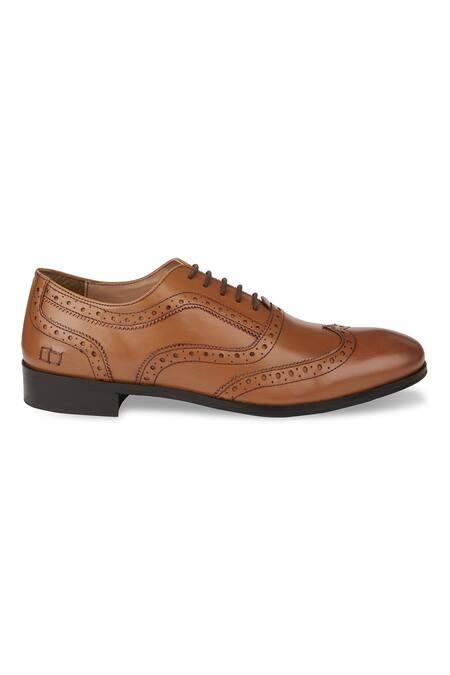Shop Hats Off Accessories Brown Cut Work Textured Pattern Brogues Online at Aza Fashions Shop_Hats Off Accessories_Brown Cut Work Textured Pattern Brogues_Online_at_Aza_Fashions