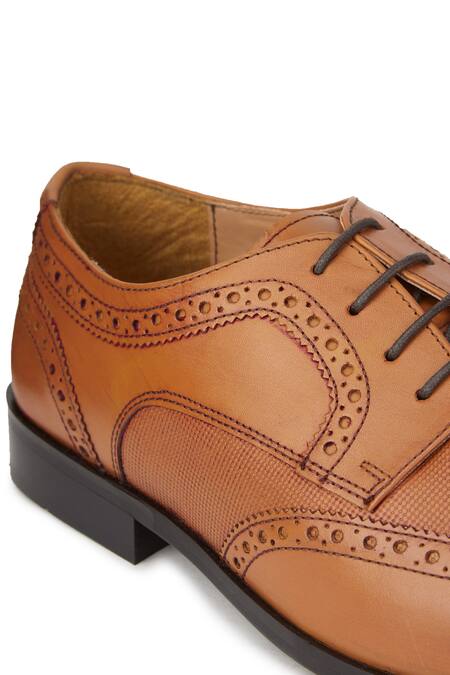 Buy_Hats Off Accessories_Brown Perforated Textured Brogues_Online_at_Aza_Fashions