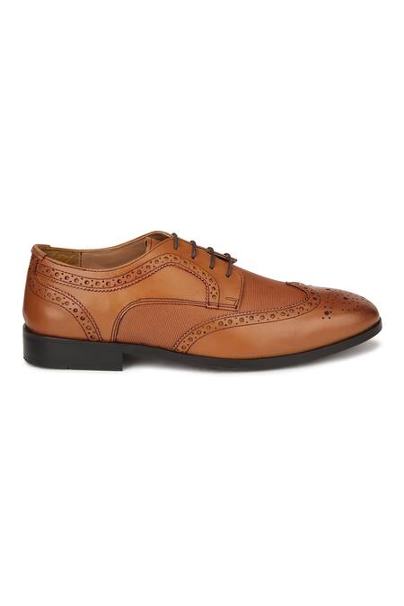 Shop_Hats Off Accessories_Brown Perforated Textured Brogues_Online_at_Aza_Fashions