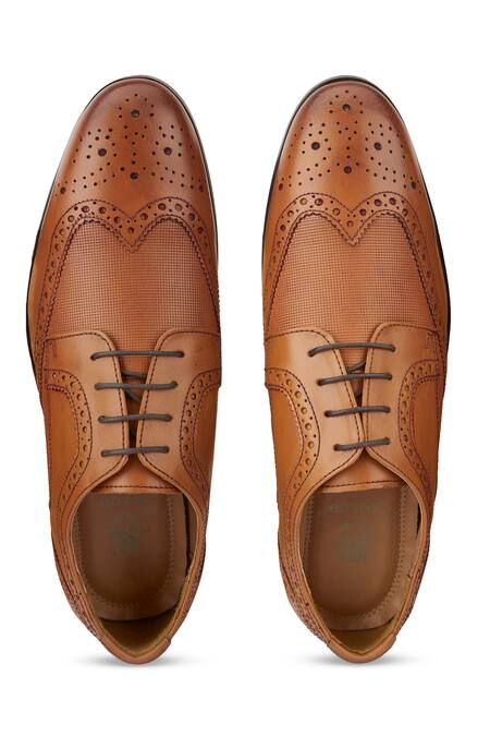 Buy_Hats Off Accessories_Brown Perforated Textured Brogues