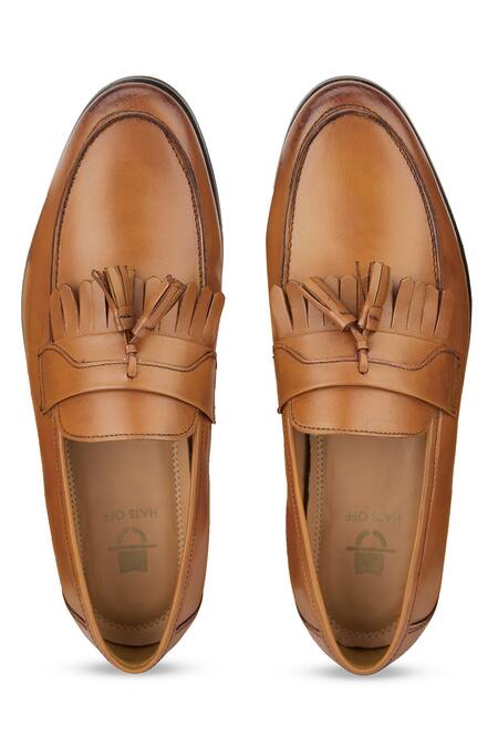 Shop Hats Off Accessories Brown Fringe Tassel Embellished Loafers Shop_Hats Off Accessories_Brown Fringe Tassel Embellished Loafers