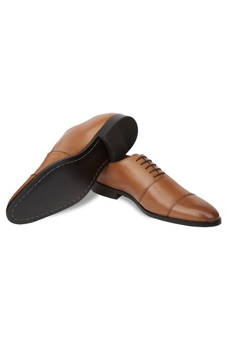 Hats Off Accessories_Brown Leather Derby Shoes_at_Aza_Fashions