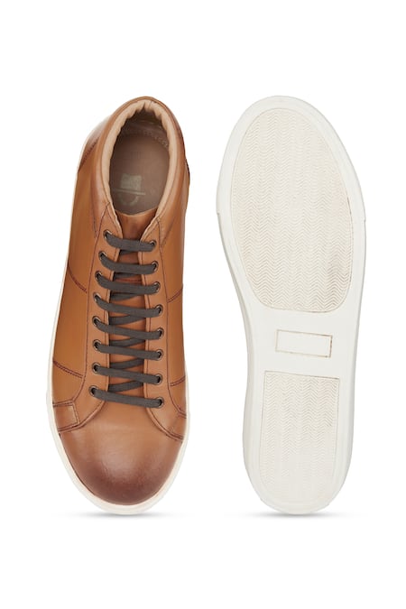Shop_Hats Off Accessories_Brown Matte Lace-up Sneakers_at_Aza_Fashions