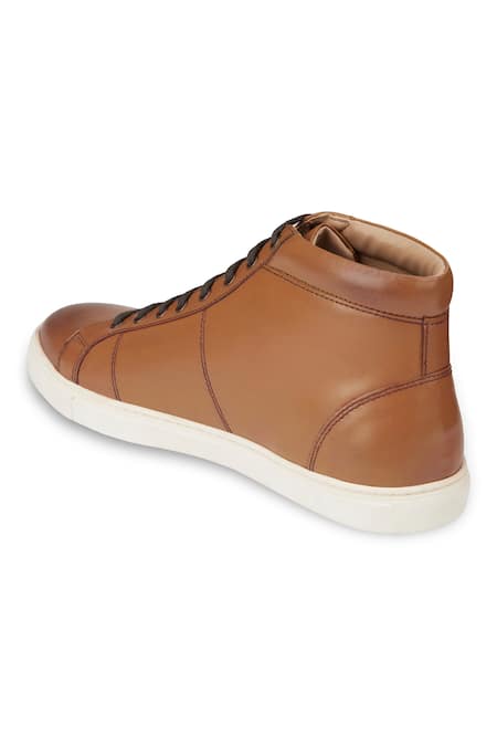 Hats Off Accessories_Brown Matte Lace-up Sneakers_Online_at_Aza_Fashions