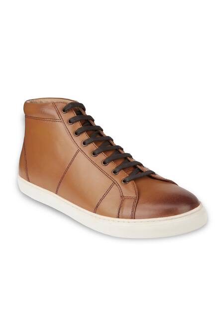 Buy_Hats Off Accessories_Brown Matte Lace-up Sneakers_Online_at_Aza_Fashions