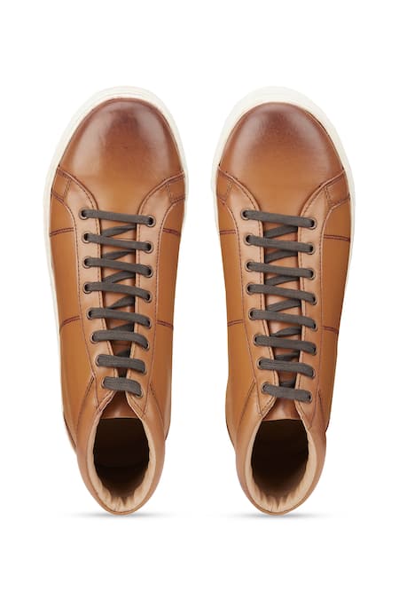 Buy_Hats Off Accessories_Brown Matte Lace-up Sneakers