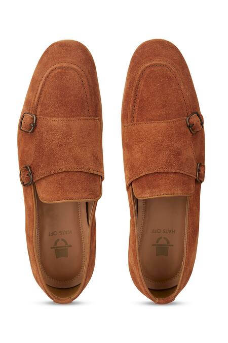 Hats Off Accessories Brown Buckles Tan Embellished Monk Loafers at Aza Fashions Hats Off Accessories_Brown Buckles Tan Embellished Monk Loafers_at_Aza_Fashions