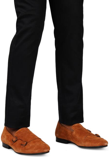 Shop Hats Off Accessories Brown Buckles Tan Embellished Monk Loafers Shop_Hats Off Accessories_Brown Buckles Tan Embellished Monk Loafers