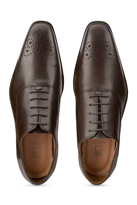 Shop Hats Off Accessories Brown Perforated Texture Oxford Shoes Online at Aza Fashions Shop_Hats Off Accessories_Brown Perforated Texture Oxford Shoes_Online_at_Aza_Fashions