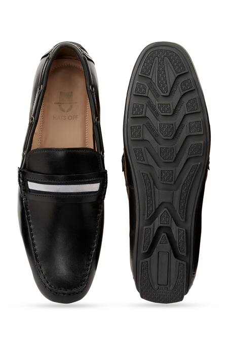 Shop_Hats Off Accessories_Black Genuine Leather Loafer Shoes_at_Aza_Fashions