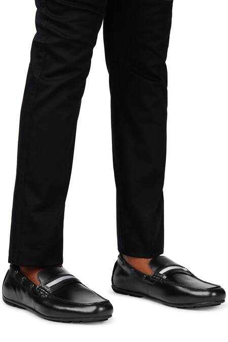 Hats Off Accessories_Black Genuine Leather Loafer Shoes_Online_at_Aza_Fashions