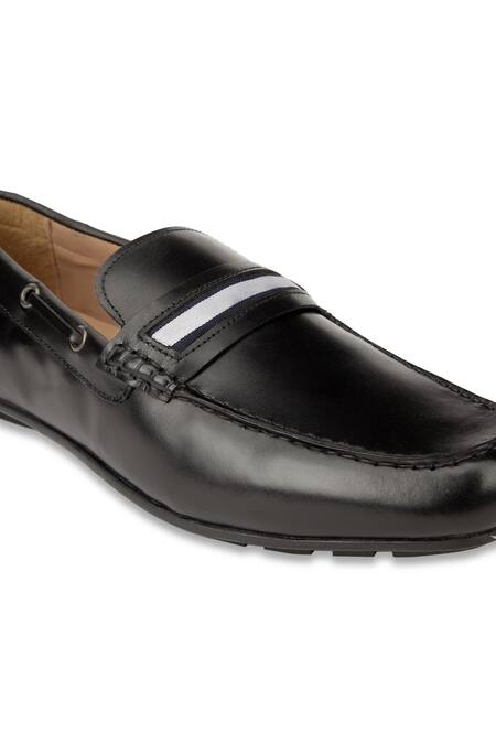 Shop_Hats Off Accessories_Black Genuine Leather Loafer Shoes_Online_at_Aza_Fashions