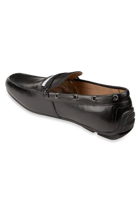 Hats Off Accessories_Black Genuine Leather Loafer Shoes_at_Aza_Fashions
