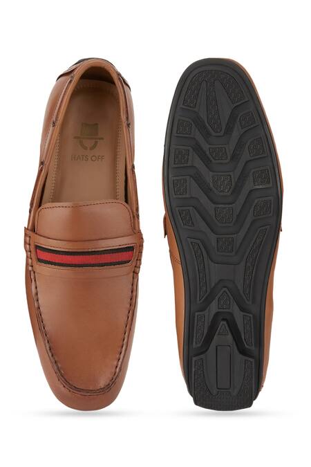 Shop Hats Off Accessories Brown Tan Genuine Leather Loafer Shoes at Aza Fashions Shop_Hats Off Accessories_Brown Tan Genuine Leather Loafer Shoes_at_Aza_Fashions