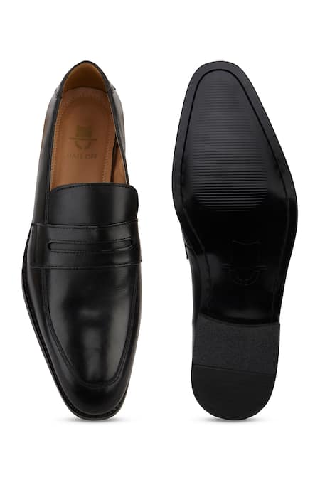 Shop Hats Off Accessories Black Genuine Leather Penny Loafers at Aza Fashions Shop_Hats Off Accessories_Black Genuine Leather Penny Loafers_at_Aza_Fashions
