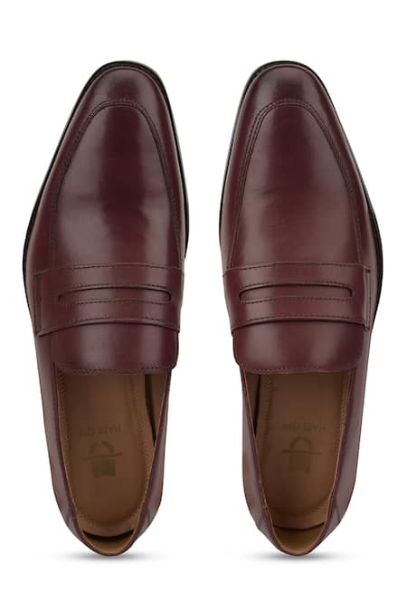 Buy_Hats Off Accessories_Maroon Genuine Leather Penny Loafers 