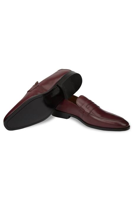 Shop_Hats Off Accessories_Maroon Genuine Leather Penny Loafers 