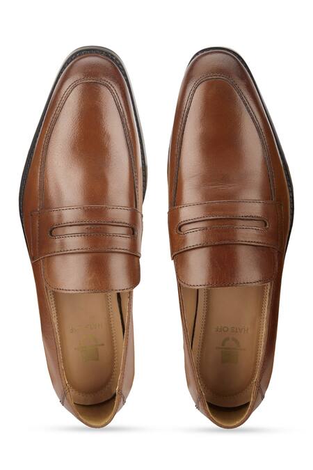 Hats Off Accessories Brown Pointed Toe Leather Penny Loafers at Aza Fashions Hats Off Accessories_Brown Pointed Toe Leather Penny Loafers_at_Aza_Fashions