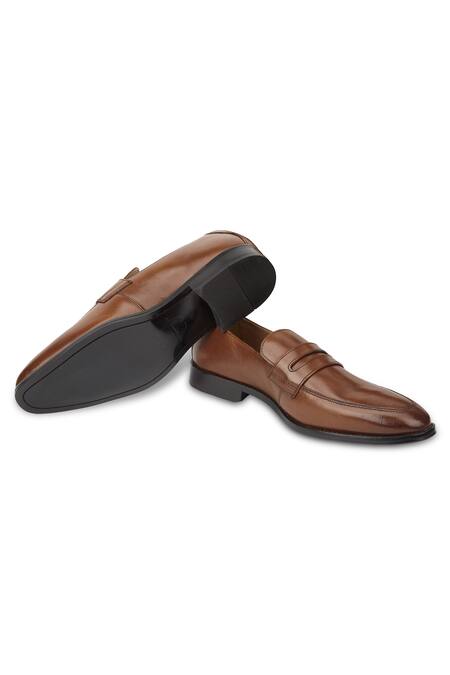 Buy Hats Off Accessories Brown Pointed Toe Leather Penny Loafers Buy_Hats Off Accessories_Brown Pointed Toe Leather Penny Loafers