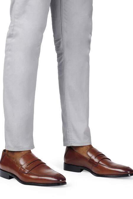 Shop Hats Off Accessories Brown Pointed Toe Leather Penny Loafers Shop_Hats Off Accessories_Brown Pointed Toe Leather Penny Loafers