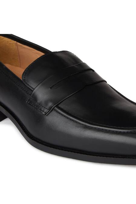 Shop Hats Off Accessories Black Genuine Leather Penny Loafers Online at Aza Fashions Shop_Hats Off Accessories_Black Genuine Leather Penny Loafers_Online_at_Aza_Fashions