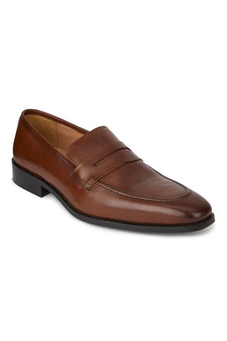 Hats Off Accessories Brown Genuine Leather Slip On Penny Loafers Online at Aza Fashions Hats Off Accessories_Brown Genuine Leather Slip On Penny Loafers_Online_at_Aza_Fashions