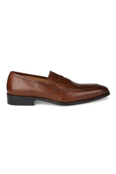 Shop Hats Off Accessories Brown Genuine Leather Slip On Penny Loafers Online at Aza Fashions Shop_Hats Off Accessories_Brown Genuine Leather Slip On Penny Loafers_Online_at_Aza_Fashions