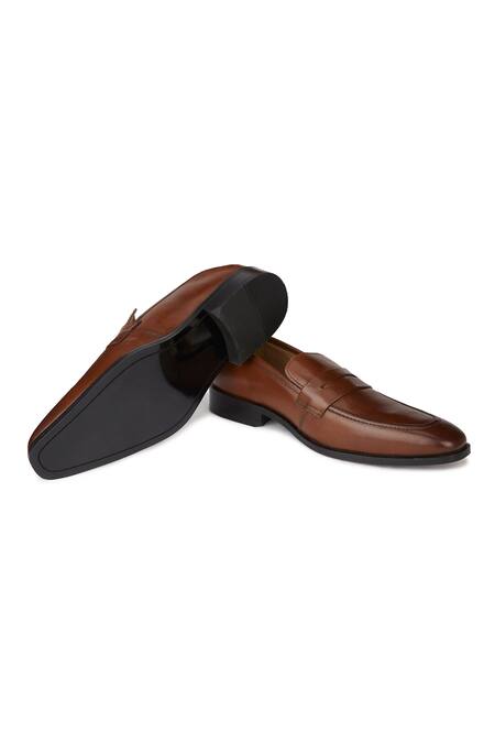 Shop Hats Off Accessories Brown Genuine Leather Slip On Penny Loafers Shop_Hats Off Accessories_Brown Genuine Leather Slip On Penny Loafers