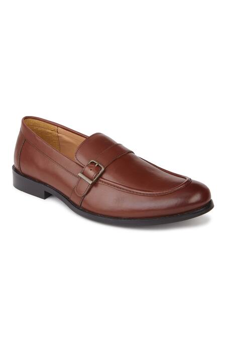 Hats Off Accessories Brown Buckles Genuine Leather Monk Penny Loafers Online at Aza Fashions Hats Off Accessories_Brown Buckles Genuine Leather Monk Penny Loafers_Online_at_Aza_Fashions