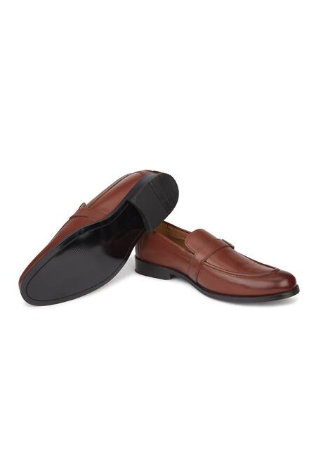 Shop Hats Off Accessories Brown Buckles Genuine Leather Monk Penny Loafers Shop_Hats Off Accessories_Brown Buckles Genuine Leather Monk Penny Loafers