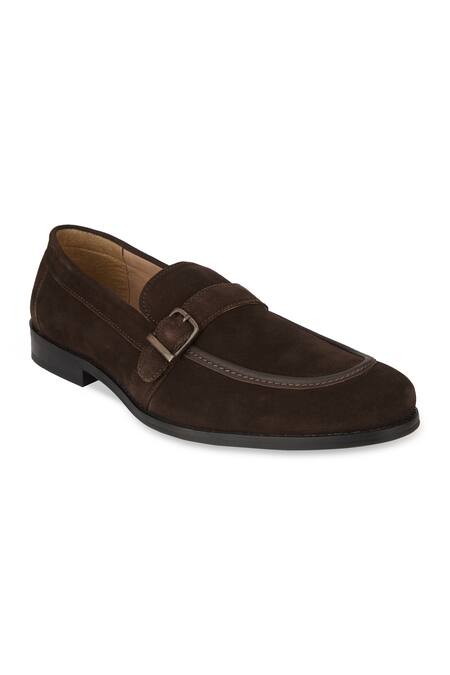 Hats Off Accessories Brown Suede Monk Penny Loafers Online at Aza Fashions Hats Off Accessories_Brown Suede Monk Penny Loafers_Online_at_Aza_Fashions