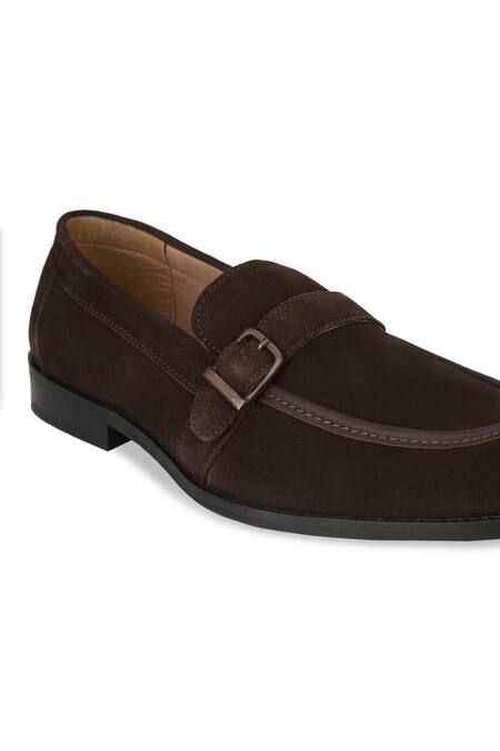 Buy Hats Off Accessories Brown Suede Monk Penny Loafers Online at Aza Fashions Buy_Hats Off Accessories_Brown Suede Monk Penny Loafers_Online_at_Aza_Fashions