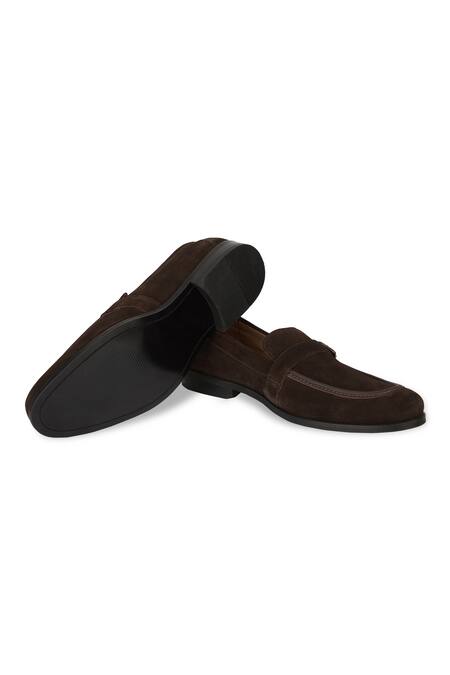 Shop Hats Off Accessories Brown Suede Monk Penny Loafers Shop_Hats Off Accessories_Brown Suede Monk Penny Loafers