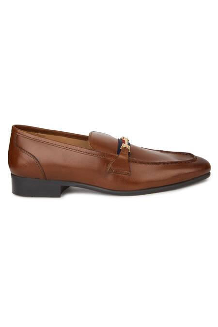 Shop Hats Off Accessories Brown Genuine Leather Slip On Buckle Loafers Online at Aza Fashions Shop_Hats Off Accessories_Brown Genuine Leather Slip On Buckle Loafers_Online_at_Aza_Fashions