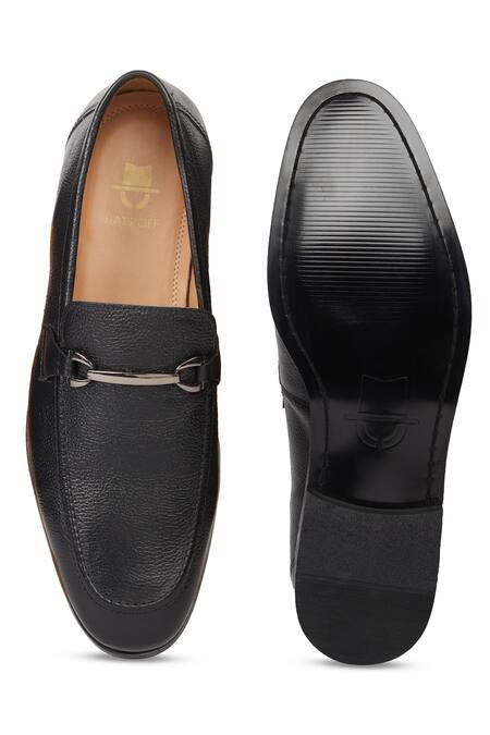Shop Hats Off Accessories Black Buckles Genuine Leather Loafers With at Aza Fashions Shop_Hats Off Accessories_Black Buckles Genuine Leather Loafers With_at_Aza_Fashions