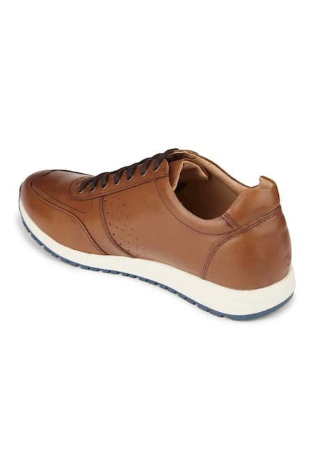Shop_Hats Off Accessories_Brown Brogue Pattern Genuine Leather Sneakers