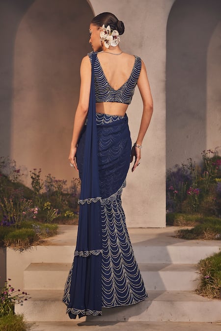 Charu And Vasundhara Lena Fish Cut Pre-Draped Saree With Blouse 