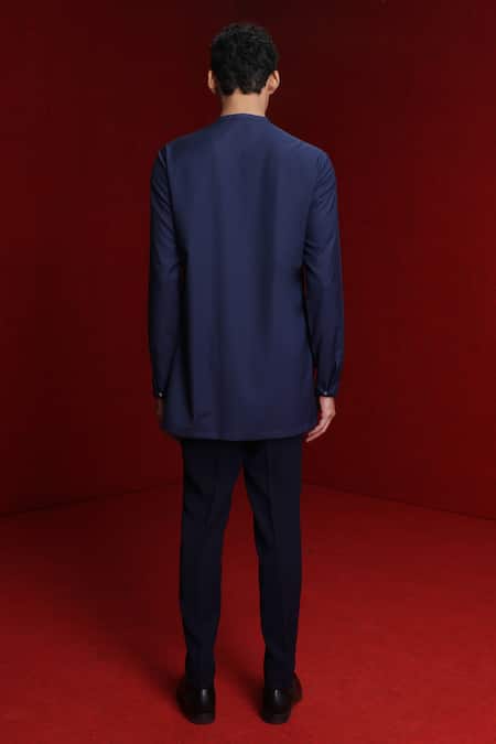 Shop Tisa - Men Blue Terry Rayon Cutdana Embroidered Panel Kurta at Aza Fashions Shop_Tisa - Men_Blue Terry Rayon Cutdana Embroidered Panel Kurta_at_Aza_Fashions